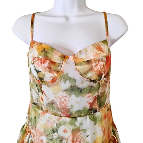 Womens Babydoll Romper Size S Fairy Cottagecore Floral Sweetheart Neck Ruffle - Picture 4 of 8